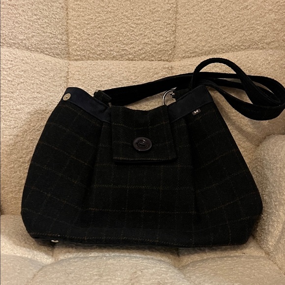 Unique Dark Navy Blue Plaid Women's Shoulder Bag - Picture 6 of 11